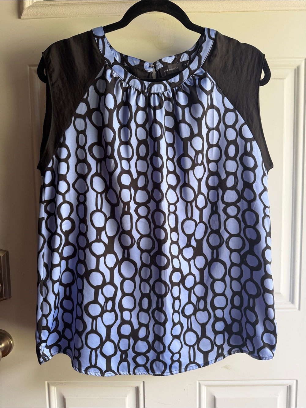 The Limited Blue & Black Geometric Sleeveless Top, medium.